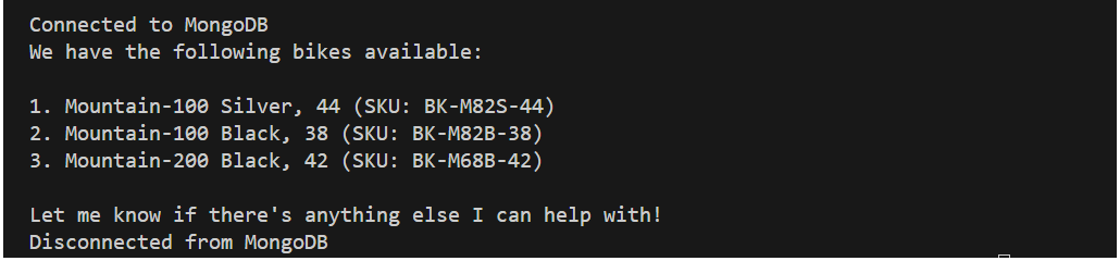 Console output displays the response from the LLM.