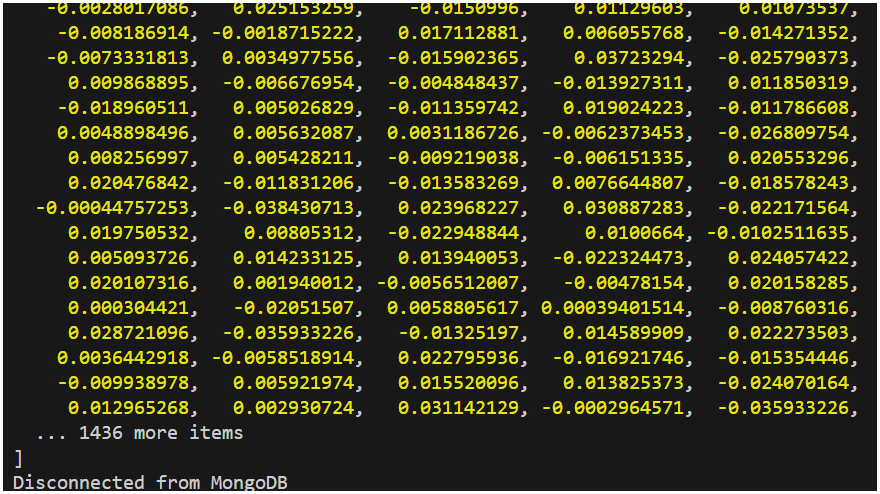 Console output displays a large numerical vector.