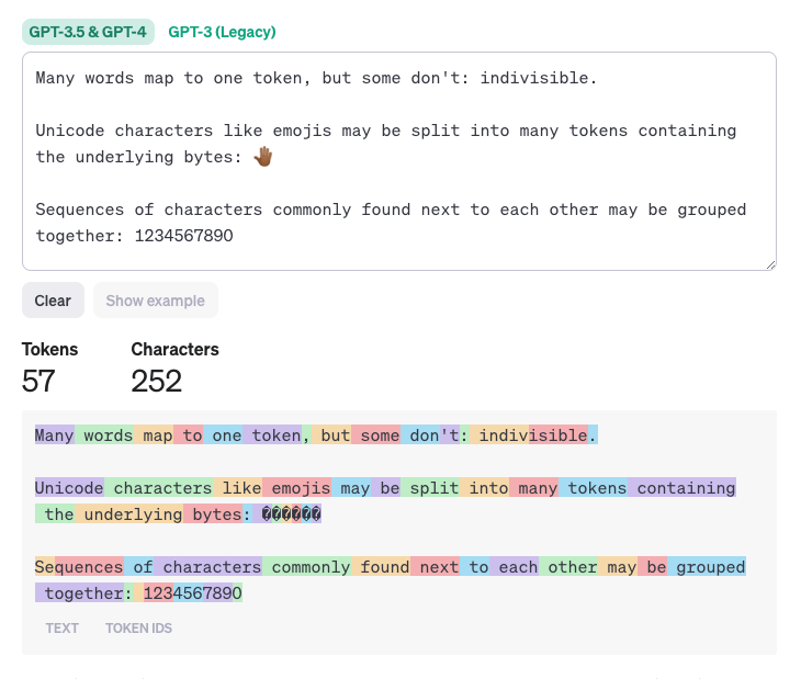 Image of tokenizer example